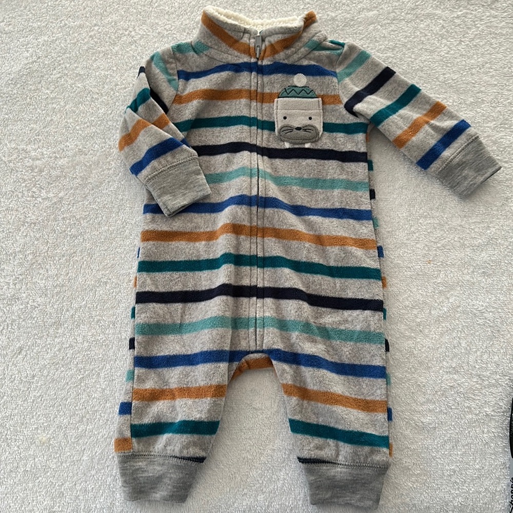 Carter’s zipper fleece onesie. Brand new, never worn.